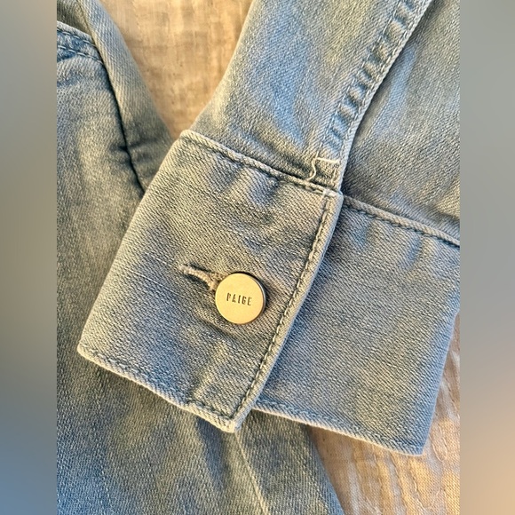 PAIGE Women's Jemma Puff Sleeve Denim Romper Size 0 🦋🦋🦋 - Picture 9 of 10